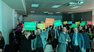 Un momento della conferenza stampa al liceo Galilei di Palermo