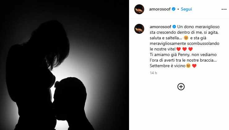 amoroso annuncio social gravidanza (screenshot instagram) - teleone.it