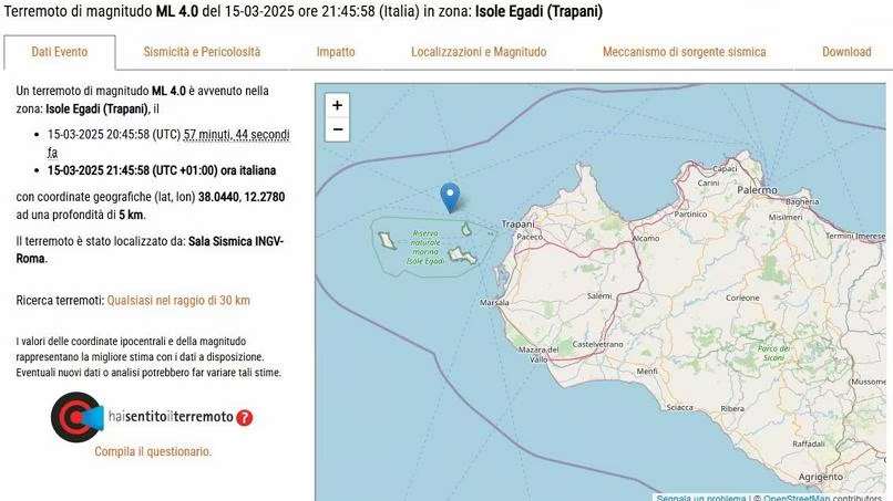 terremoto egadi trapani